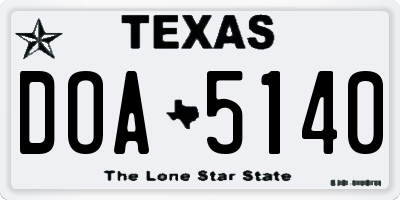 TX license plate DOA5140