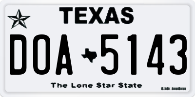 TX license plate DOA5143