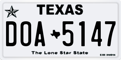 TX license plate DOA5147