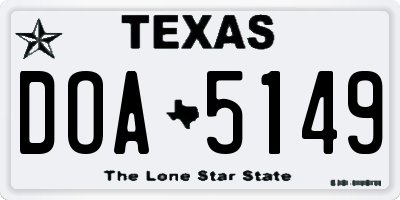TX license plate DOA5149