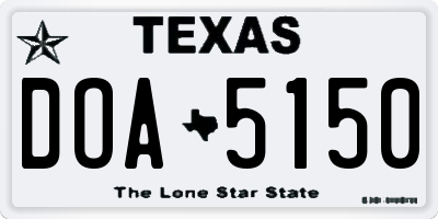 TX license plate DOA5150