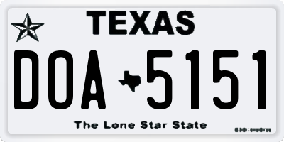 TX license plate DOA5151