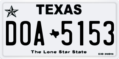 TX license plate DOA5153
