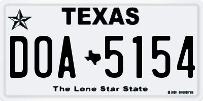 TX license plate DOA5154