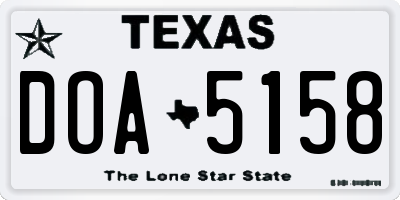 TX license plate DOA5158