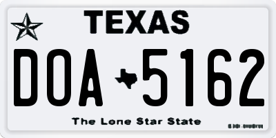TX license plate DOA5162