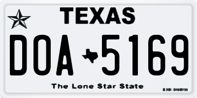 TX license plate DOA5169