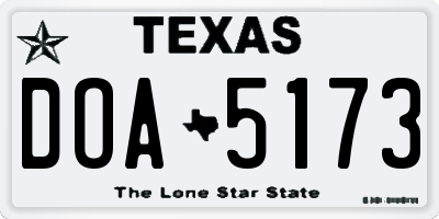 TX license plate DOA5173