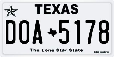 TX license plate DOA5178