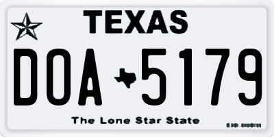 TX license plate DOA5179