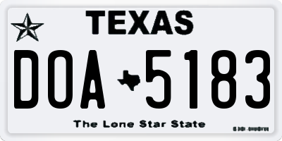 TX license plate DOA5183