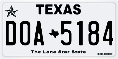 TX license plate DOA5184
