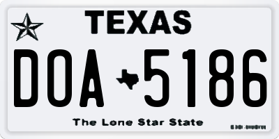 TX license plate DOA5186