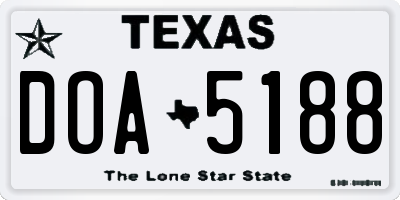 TX license plate DOA5188