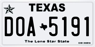 TX license plate DOA5191