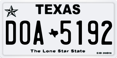 TX license plate DOA5192