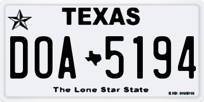 TX license plate DOA5194