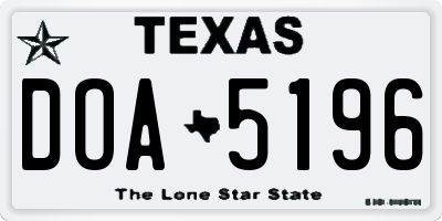 TX license plate DOA5196