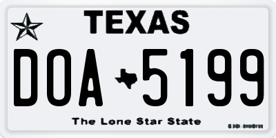 TX license plate DOA5199