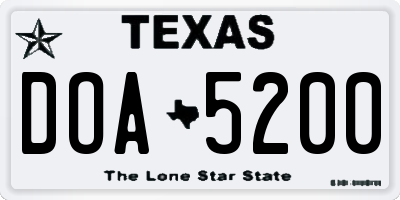 TX license plate DOA5200