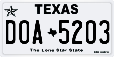 TX license plate DOA5203