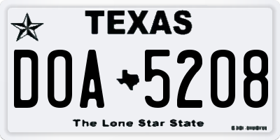 TX license plate DOA5208