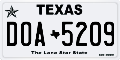 TX license plate DOA5209