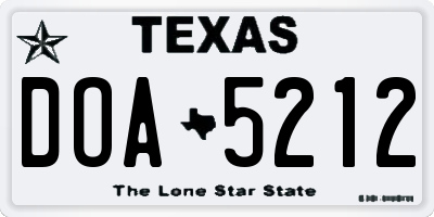 TX license plate DOA5212