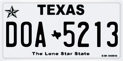 TX license plate DOA5213
