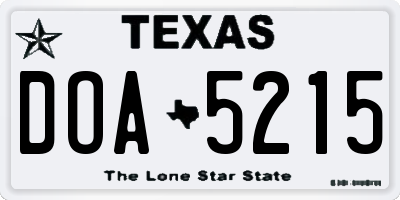 TX license plate DOA5215