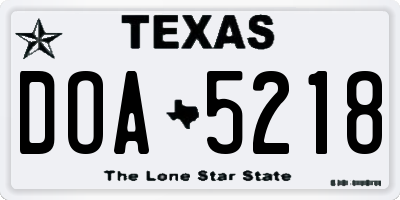 TX license plate DOA5218