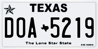 TX license plate DOA5219