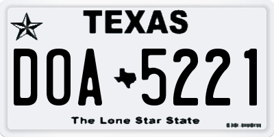 TX license plate DOA5221