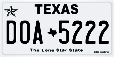TX license plate DOA5222