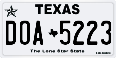 TX license plate DOA5223
