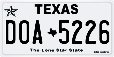 TX license plate DOA5226