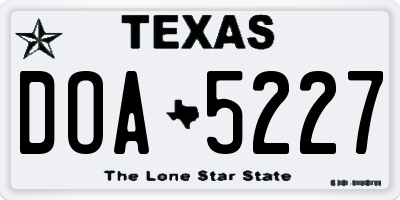 TX license plate DOA5227