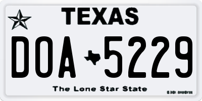 TX license plate DOA5229