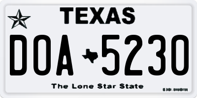 TX license plate DOA5230