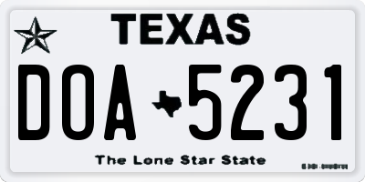 TX license plate DOA5231