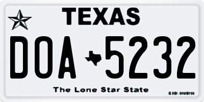 TX license plate DOA5232
