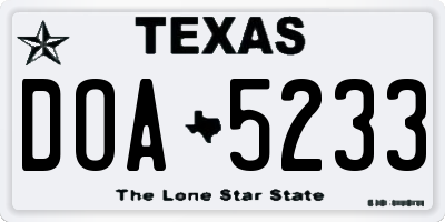 TX license plate DOA5233