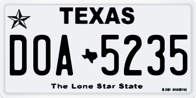 TX license plate DOA5235