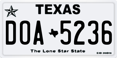 TX license plate DOA5236