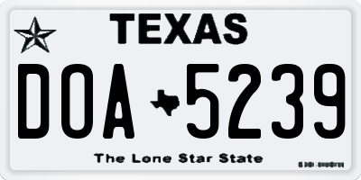 TX license plate DOA5239