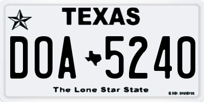 TX license plate DOA5240