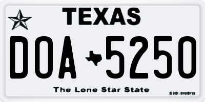 TX license plate DOA5250