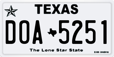 TX license plate DOA5251