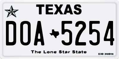TX license plate DOA5254