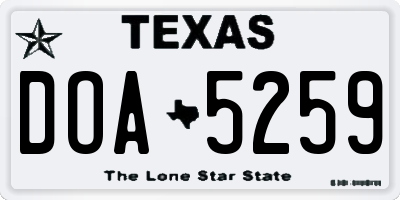 TX license plate DOA5259